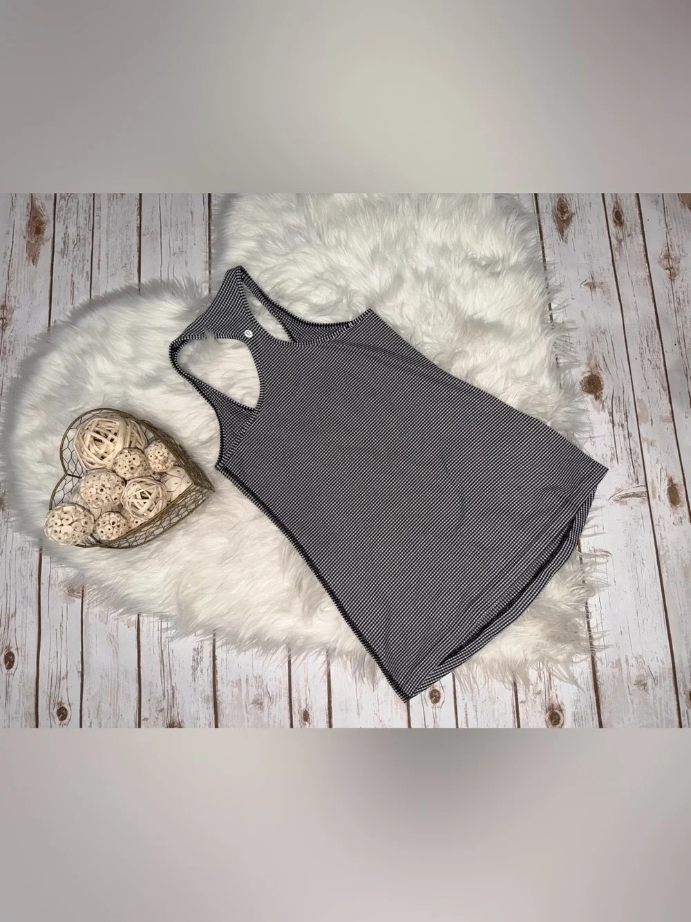 Lululemon Cool Racerback Tank Gingham Check Black White Size 4 Top